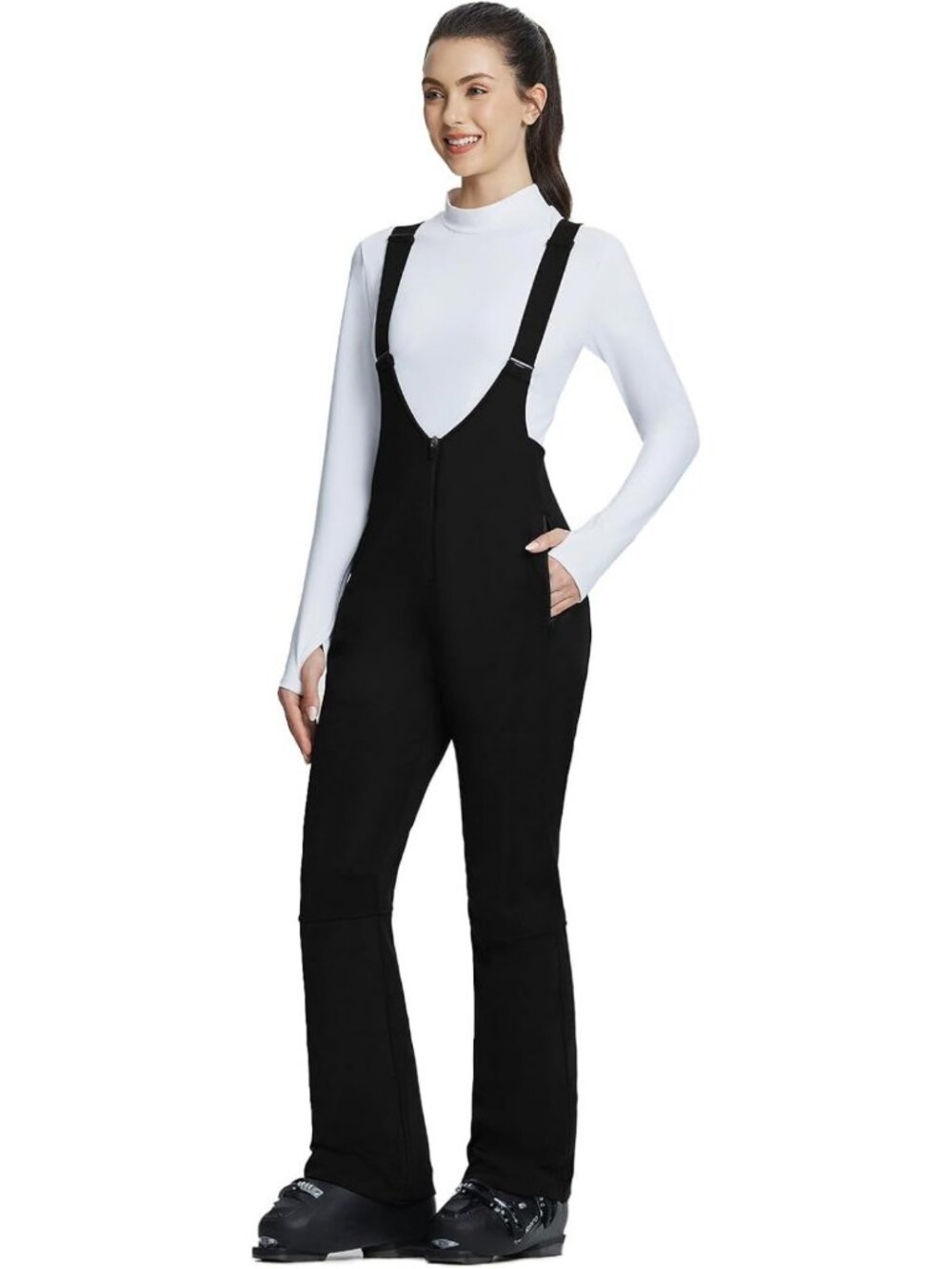 Fleece Lined Women's Slim Fit Snow Bibs Pants - Winter Outdoor Gear, Warm